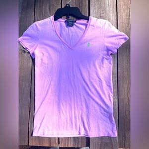 Women's Ralph Lauren Sport V-neck T-shirt Pink Pima Cotton
